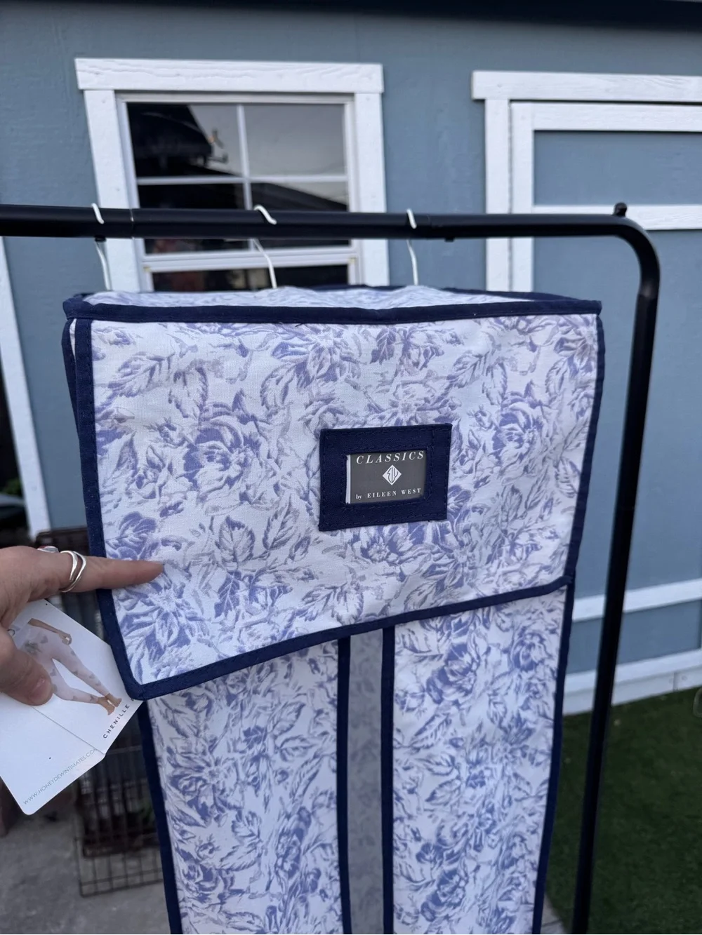 Eileen West Blue Floral Garment Bag Organizer